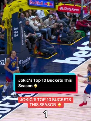 A post by @nba on TikTok caption: Which #NikolaJokic bucket is your favorite? 👀🔥 @Denver Nuggets #NBA #Basketball #DenverNuggets 