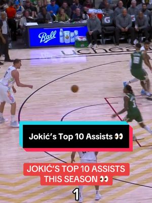 A post by @nba on TikTok caption: Which #NikolaJokic assist was your favorite? 👀🔥 @Denver Nuggets #NBA #Basketball #DenverNuggets 