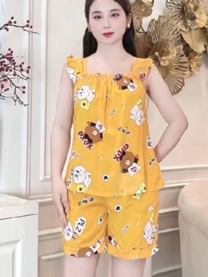 A post by @thu_cung_333 on TikTok caption: Star Shop BỘ TOTE LANH 2 DÂY HỌA TIẾT QUẦN ĐÙI, SIZE 45-65KG NỮ Áo Women Top Voi Voan Quần Ngủ #mua #video #xuhuongtiktok #thoitrangcongso #quanao #thoitrang #xuhuong #monkey 