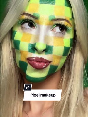 A post by @forsurprise on TikTok caption: Pixel makeup! 🟩🟫 #makeup #pixelmakeup #makeuplook #makeuptips #Minecraft @🌷✨ Pom ✨🌷 