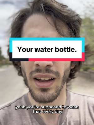 A post by @yuvaltheterrible on TikTok caption: Really sorry to be the bearer of bad news here #water #bottle #bacteria #hygiene 