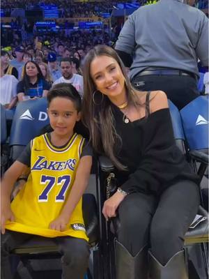 A post by @jessicaalba on TikTok caption: #Lakers game date night with Hayesie ☺️ 
