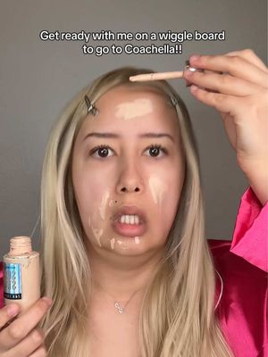 A post by @noeminikita on TikTok caption: GRWM ON A WIGGLE BOARD 🫨🫨🫨🫨 #makeupchallenge #makeup #beauty #beautytok #trend #viral #fyp