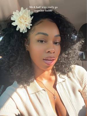 A post by @xobridenise on TikTok caption: I love a good half wig alwaysss 😭 #halfwig #lastminutehairstyles #blackgirlhairstyles 