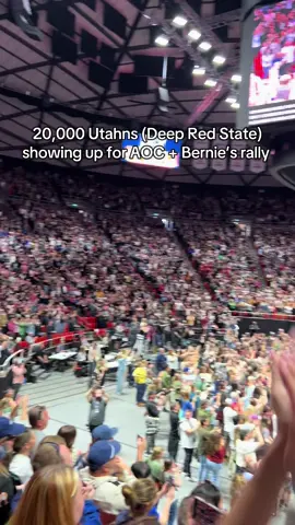 A post by @rach.garrett on TikTok caption: I have never seen anything like this in Utah. #aoc #bernie #rally #utah #fighttheoligarchytour  