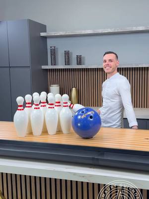A post by @amauryguichon on TikTok caption: Chocolate Bowling! 🎳 Winner gets to eat the Pins! #amauryguichon #chocolate #bowling 