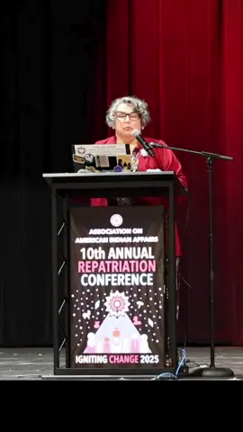 A post by @americanindianaffairsorg on TikTok caption: 🪶 Kim Mettler (Mandan, Hidatsa & Arikara Nation) shares how we remember, reconnect, and reclaim our wellbeing. 💛 You carry healing within you. 🔗 Watch the full keynote on our YouTube channel. #Repatriation #CulturalSovereignty #NativeVoices #MindBodyMedicine #Kinship