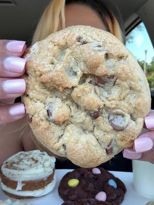A post by @cookitgirleats on TikTok caption: Crumbl cookie review ❤️ #crumblecookie #crumbl #cookies #mukbang #crunchy #mukbangasmr #eating #asmreating #Foodie #foodtiktok #crunchysounds #asmrfood #eat #asmrsounds #foodtiktok #eatingshow #hungrytiktok #muckbang #fyp #fypシ #foryourpage #viral