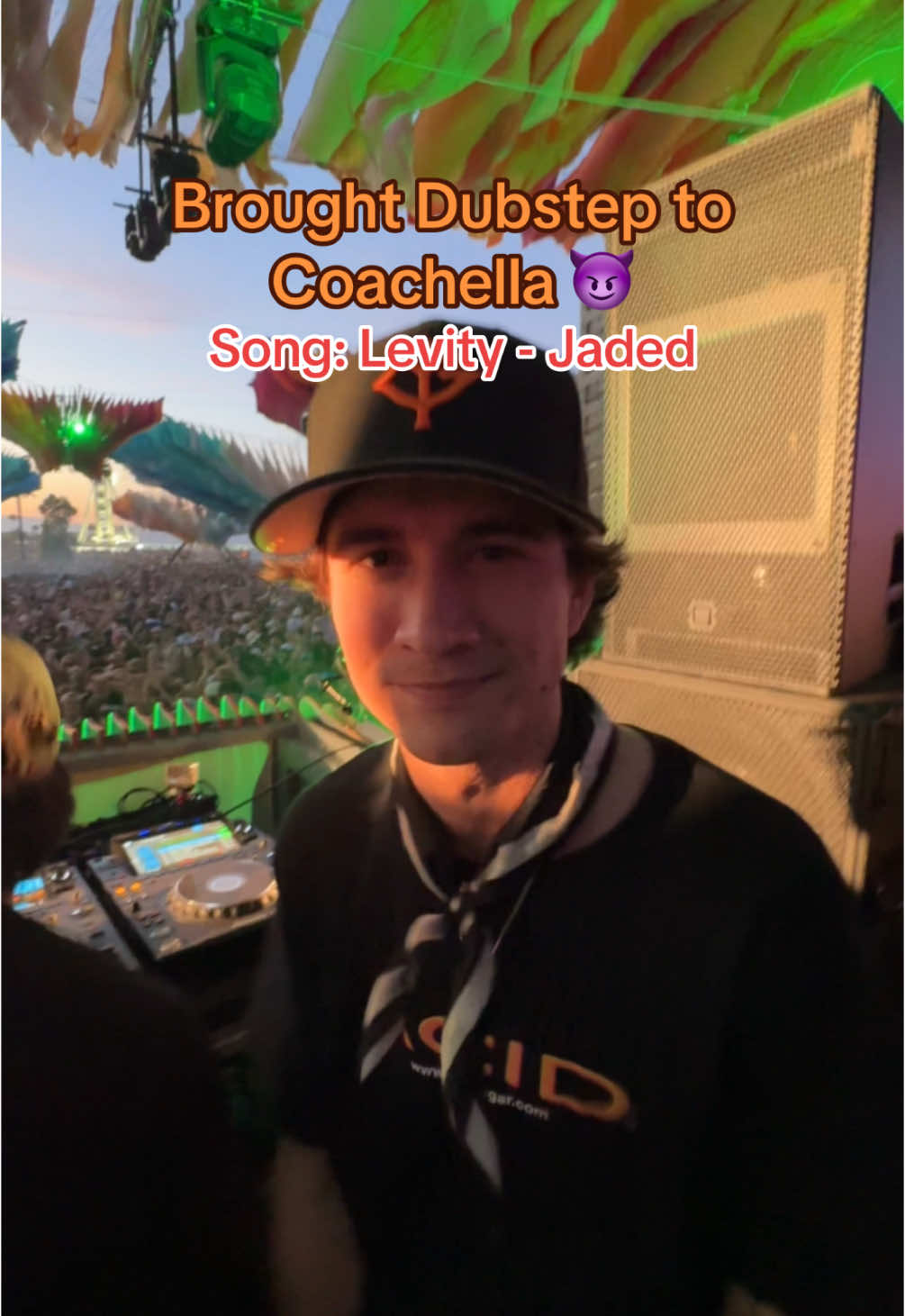 A post by @levitymusic on TikTok caption: We had the honor of bringing dubstep to the desert for our @coachella debut @Do LaB ❤️ we even got to bring our family & one of our moms was blasting the crowd with a massive water gun 😂 Thank you to everyone who came to our set!!  Song: Levity - Jaded #edm #coachella #dubstep 