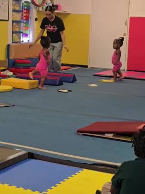 A post by @tuckertribelive on TikTok caption: Gymnastics girlies 🤸‍♀️🤸‍♀️ #fyp #explore #viral #Tuckertwins #sahm #yoga #gym #GymTok #gymnastics 