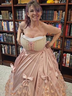 A post by @chimeracostumes on TikTok caption: Now that I know i can do this, I'm really enjoying it 😆 #sewing #ballgown #Victorian #cosplay #costume #bridgerton  #princess 