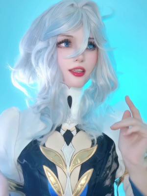 A post by @mahouberry on TikTok caption: the other her? 🩵 #GenshinImpact #focalors 