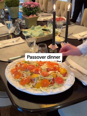 A post by @ryannordheimer on TikTok caption: family dinner for 12 🌺 (passover) comment which recipe you want with a funny joke and I’ll send it to you. recipes are also below.  lemon meringue tart 🍋 1. Crush 4 cups rice Chex, then add 1/2 cup almond flour, 6 tbsp butter, 1/3 cup light brown sugar, 1 tsp kosher salt and stir. Press into an 8 or 9 inch tart pan. Bake at 350F for 10-15 minutes. Let cool slightly.  2. Meanwhile in a pot add 1/3 cup sugar, zest of a lemon, 4 egg yolks, 1 egg, 1/2 tsp kosher salt and whisk. Then add 3/4 cup lemon juice. Whisk over medium heat until thickened. Stir in 2 tbsp butter. Dump into tart crust.  3. Bake tart at 325F for 25-30 minutes, until filling is set and barely wobbles when you shake the pan. Let cool.  4. Whisk 2 cups sugar with 8 egg yolks over simmering water until white and hot. Whisk on a mixer until cool. Add to tart and torch.  cauliflower gratin 🧈 1. Heat 1 cup cream with 4 tbsp butter over low heat to melt. Add 1 tsp fresh nutmeg, 2 tsp salt, black pepper.  2. Slice 2 large heads of cauliflower. Shred 12 oz gruyere. Then layer cauliflower, sliced scallions, gruyere in a large casserole. Dump in cream mixture.  3. Bake at 425F covered with foil for 30 minutes. Then uncover and let cook until deeply browned, cream has reduced, about 45-60 more minutes. fennel orange salad 🍊 1. Thinly slice 4 fennel bulbs on a mandolin. Supreme 8 oranges.  2. In a container add the juice and zest of 1 orange and 1 lemon. Also add 1 tbsp dijon, 1 tsp salt, 2 tbsp apple cider vinegar, 1/2 cup olive oil. Shake to emulsify.  3. Dress fennel to taste. Then mix in oranges.  . #ryannordheimer #recipe #viral #salad #fennel #easysalad #privatechef #aesthetic #comfort #cookbook #comfortfood #lemon #easydinneridea #nyc #newyork #lemonmeringue #lemondessert #meringue #nycfoodie #nycfoodblogger #nycfood #creator #dinnerparty #caulilflower #gratin #cream #spring #springrecipe #easter #easterrecipe #passover

