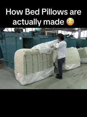 A post by @howitsmadeactually on TikTok caption: That’s a satisfying process 😮 #howtotiktok #made #pillow #bed #pillows #fyp #tik 