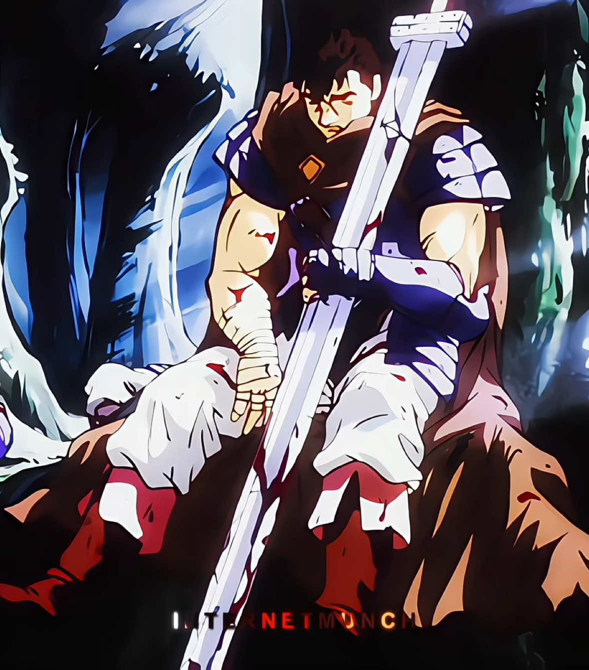 A post by @internetmunch on TikTok caption: Guts slays 100 men                                                   #berzerk #guts #gutsvs100men #berzerkedit #gutsedit #animeedit #anime #blowup #viral 