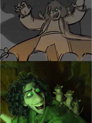 A post by @disneyanimation on TikTok caption: Still talking about Bruno 🎶 Here’s how the track evolved from storyboard to final film! #Encanto is streaming on #DisneyPlus. Storyboards by Nancy Kruse
