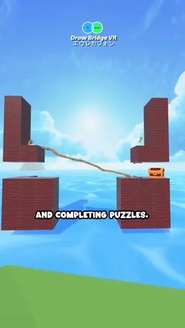 A post by @vrchat on TikTok caption: Draw a Bridge, Complete the Puzzle! #vrchat #vrchatcommunity #vrchatworlds