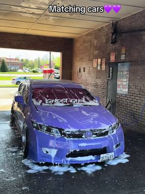 A post by @joss_rivas1 on TikTok caption: 🙂‍↕️💜💜 @Alfaro_KS #fypシ #matchingcars #couple #jdmcarsoftiktok #hondas #purple #si #civic #jdmlife #goals #match #carguys #cargirls #fyp #Viral #9th #8th 