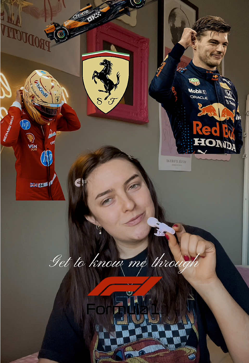 A post by @ on TikTok caption: Get to know me through F1 🏎️♥️💋🌹 IGNORE MY PATCHY TAN ON MY HANDS , ALLOW ITTTT! This was fun to make hehehe if you like it then gorg if not then … I don’t really care PAHAHAHA 🙂‍↕️ #F1 #formulaone #formula1 #f1girlie #f1fan #ferrari #forzaferrari #lewishamilton #charlesleclerc #landonorris #mclaren #mclarenf1 #ferrarif1 #maxverstappen #oscarpiastri #georgerusell @Formula 1 @Lewis Hamilton @Lando Norris @Oscar Piastri @Charles Leclerc 