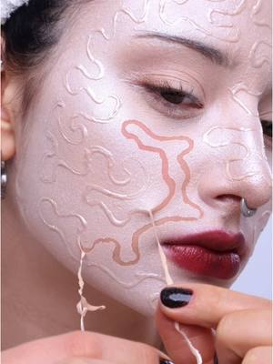 A post by @runscay on TikTok caption: peeling offf | ib @Lavanya Wiles #creativemakeup #latexmakeup #peeloff 