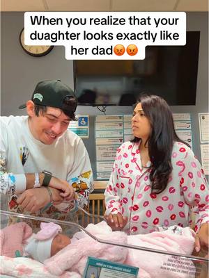 A post by @anxietycouple on TikTok caption: 9 months for her to look like her dad!!😡😡 #CoupleGoals #pregnancy #couplecomedy #viral 