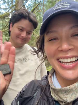 A post by @missoneil on TikTok caption: My little brother and I went on a waterfall hike recently! And. I love collecting rocks. Sometimes rocks want to stay where they are. A lot of the time. (Most of the time.) This stone looked nothing like any of the earth or water tumbled materials in and around that area so it really had my intuitive senses going off.  Later, while speaking to a local outdoor guide, and showing them pictures - they mentioned that it’s very possible it could be a tool artifact of some kind from the First Nation peoples of that land. Which would be super cool! Anyways - if you happen to know where this is and end up visiting, please leave it there! 🙇🏻‍♀️ Much love. Xo Love you, brother! In every timeline! @Colin O'Neil 