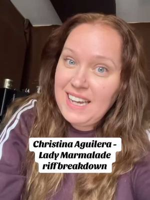 A post by @popzangles on TikTok caption: Whew! G5 in mix? OMG @Christina Aguilera 🩷 and I know I was sloppy, this riff is so fast! Hope this helps tho!  #christinaaguilera #vocalcoach #ladymarmalade #riffbreakdown #riffsandruns #mixedvoice #rnb #singing #sing #artist #fyp #foru 