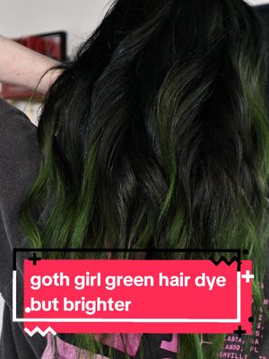 A post by @amberdoesmermaidhair on TikTok caption: GOTH GIRL GREEN HAIR DYE BUT BRIGHTER 🤗 #althairinspo #althair #alternativehair #scottishaltgirl #althairstylist #amberdoesmermaidhair #scottishtiktok #greenhair #greenhaircolor  GREEN HAIR COLOR  GREEN HAIR DYE  ALT GIRL GREEN HAIR  ALT HAIR INSPO  GOTH GREEN HAIR  GREEN BLACK HAIR 