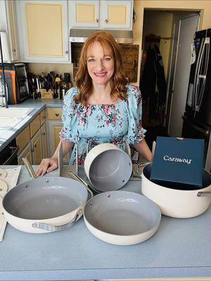 A post by @doughertydozen on TikTok caption: This @Caraway Home cookware set is PERFECT! #TikTokShopCreatorPicks #KitchenOrganization #Organization #cookware #CarawayHome #Kitchen #gifted 