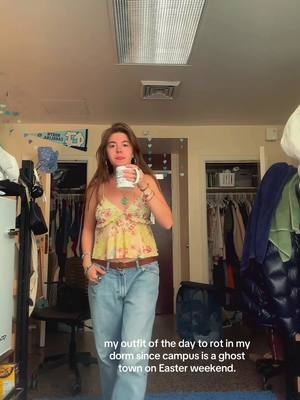 A post by @liviabenson on TikTok caption: going to be drinking tea and scrolling on Depop all weekend (and ofc posting Easter recipes for you guys! ;) #eastersunday #college #spring #baking #ootd #easter #outfitinspo #thrifting #depop #bennyandthejets #howtoloseaguyin10days 
