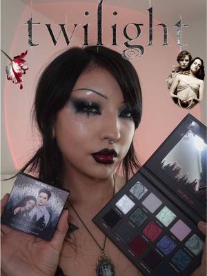 A post by @santanabarelaa on TikTok caption: twilight x @Glamlite collection (team edward of course) 🩸🧛🏻 #twilight #makeup #makeupreview #tutorial #alternativegirl #alttiktok #alternativemakeup #trending #fypシ゚viral #foryoupage 