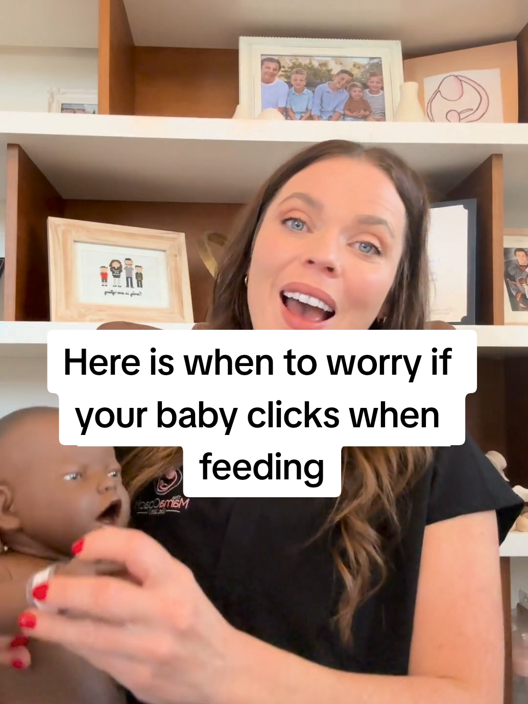 A post by @the.mama.coach on TikTok caption: Are you wondering about clicking? Clicking when feeding can be nothing- In my experience, clicking alone can often be a non issue. Clicking plus- pain, fussy baby, supply issues… this can warrant a feeding assessment! It could be a latch issue, a supply issue or a milk transfer issue- all things we can help with, breast or bottle fed. Questions? Ask away❤️❤️ #bottlefed #newborn #postpartum #ibclc 