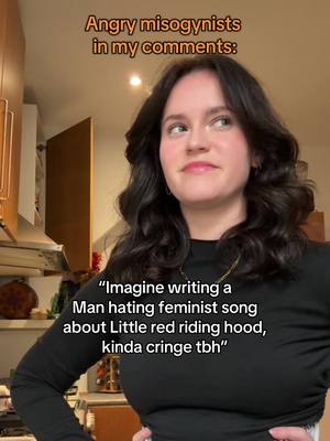 A post by @lydiathebard on TikTok caption: Also all the hot feminists came to my defense and that’s for sure a reason to dance  Stream ‘Feed us your Girls’ to take down the patriarchy 🔥 😈  #NewMusic #originalsong #littleredridinghood #women #feminineenergy 