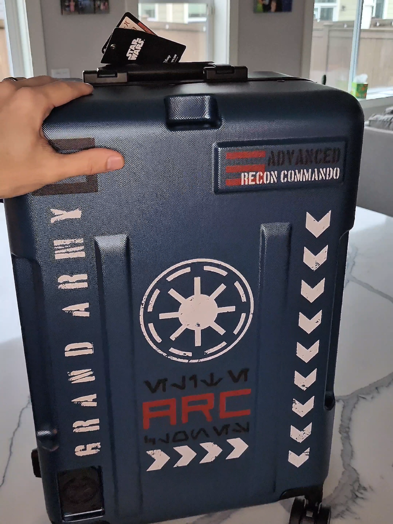 A post by @nomad.props on TikTok caption: the Jedi Temple March track goes so hard. suitcase from heroesvillains dot com #anakinskywalker #starwars #unboxing 