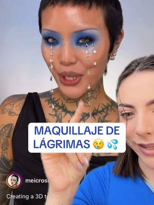 A post by @cande.copello on TikTok caption: Maquillaje de lágrimas 😢 💦 con tanza + strass. Idea de la reina @Mei Pang | #makeuphacks #makeup #tutorial @ANDY MALTZ te gusta? 