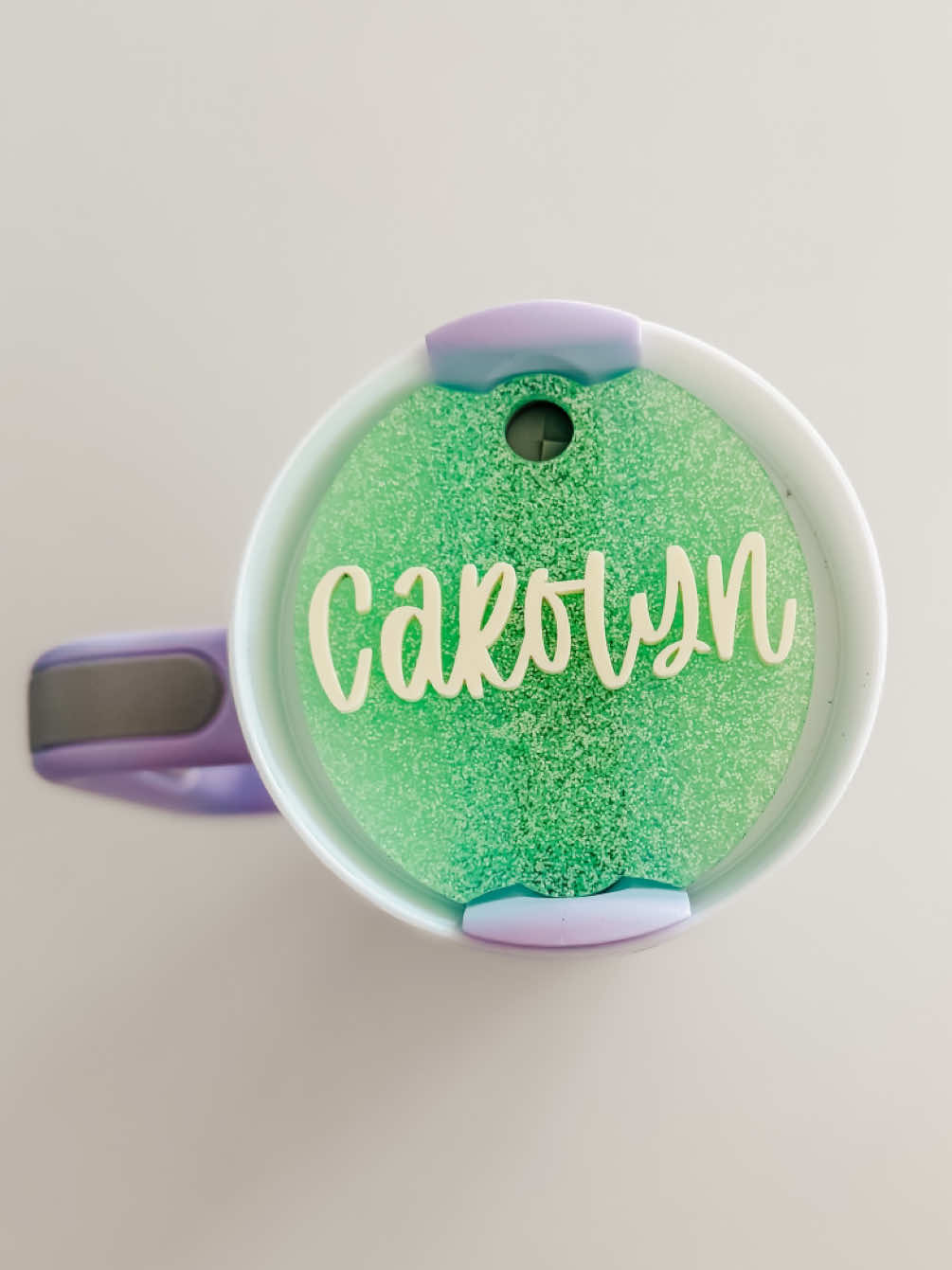 A post by @threepairsofears on TikTok caption: Let’s make a 40oz acrylic Stanley name topper! … #smallshop #smallshops #smallbusiness #threepairsofears #asmr #asmrvideo #disneyfan #xtool #xtoollaser #xtoolp2 #p2 #CO2laser #CO2  #acrylic #craftlaser #crafting #crafter #crafts #diy #toppers #stanleytopper #40oztopper 	