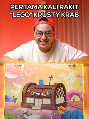 A post by @medyrenaldy_ on TikTok caption: UNBOXING “LEGO” KRUSTY KRAB YANG BUTUH 17 JAM BUAT DIRAKIT! 😭