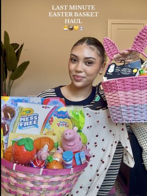A post by @alondra.leneisha on TikTok caption: It’s about time I got this done😅💛 #easterbasket #easterbasketideas #easterbasketstuffers #easter #momcontent #momlife #momtok #fyp #momof3 #twinmom 