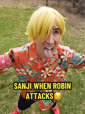 A post by @itskingchris on TikTok caption: Sanji when Robin attacks😏 #anime #OnePiece #sanji #nicorobin 