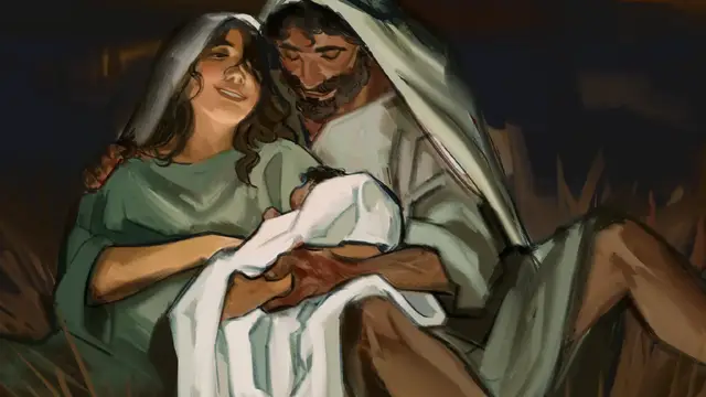 A post by @wolfythewitch on TikTok caption: finally added the resurrection to my collection :D birth to rebirth yippeee. sorry childhood and preministry era, I'll draw u at some point  #art #bible #jesuschrist 