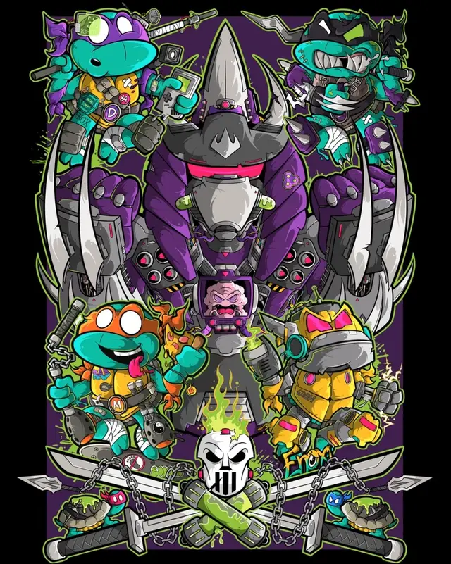 A post by @enoxart on TikTok caption: AOP SHIRT GIVE AWAY  🏆 We have 3 free AOP tees of my Mutant Mayhem design to giveaway! HOW TO ENTER: 🐢 Follow @enoxart 🐢 Tag 2 TNMT fans in the comments. Plus the 2 friends you tag will also win a free tee each.  🐢 Share this post to your story Unlimited entries — tag new friends each time! The more comments, the better your odds! Pre-order drops April 25 at artwear.space Limited stock. No reprints. Don’t sleep on this! 🚫 #tmnt #tmntfanart #tmnttoys #tmntcollector #ninjaturtle #retro