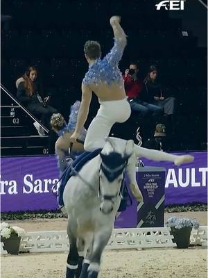 A post by @fei_horse_world on TikTok caption: Pas-De-Deux = Poetry in motion 🔥🥰  #FEI #equestrian #vaulting #horsesoftiktok 