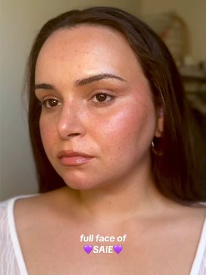 A post by @kyladrichardson on TikTok caption: full face of @Saie 💜 #saie #saiebeauty #makeuptutorials 