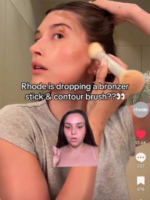 A post by @kyladrichardson on TikTok caption: it looks like @rhode skin is dropping a bronzer stick and contour brush👀 @Hailey Bieber #rhode #rhodeskin #haileybieber 
