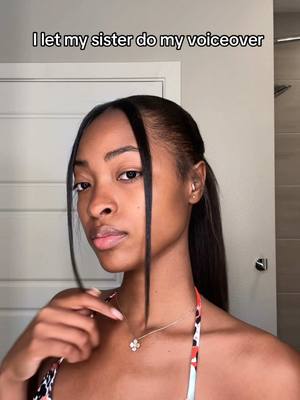 A post by @xoalyria on TikTok caption: She’s hilarious 😂 #fyp #silkpress #silkpressnaturalhair #naturalhair #hair #ponytail #sisters 