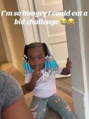 A post by @thebadmf_ on TikTok caption: She side eyed me for so long like there’s no way 😂😂😭 #fyp #fy #imsohungrychallenge #imsohungry #toddlersoftiktok #toddlermom #toddlertok #viral #viraltiktok 