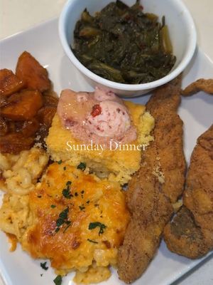 A post by @therealshaded on TikTok caption: Made this for Easter dinner 🐣 10/10. This was my man’s plate. I also made  the strawberry butter on the cornbread 🔥