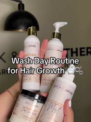 A post by @baskandlatherco on TikTok caption: Your #washdayroutine just got a whole lot better with Bask and Lather! All of our products are natural, non-toxic and are formulated to help you build stronger, healthier hair.  #baskandlatherco #fyp #haircareproduct #healthyhair #haircaretips 