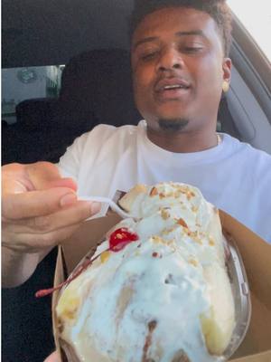 A post by @shawnfoodreviews7 on TikTok caption: Had to try the banana split from Fosselman’s in Alhambra🍌 #fyp #review #Foodie #fypシ #foodtiktok #mukbang #bannasplit #foodasmr #dessert 