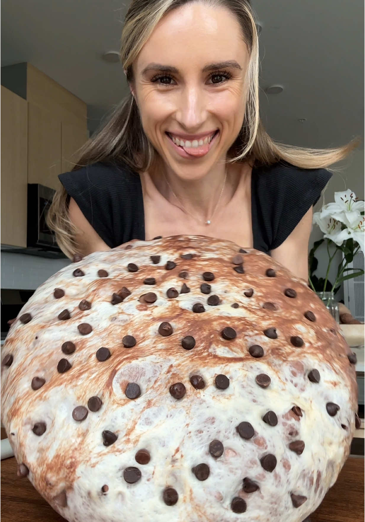 A post by @jeshastevens on TikTok caption: Chocolate marbled sourdough AND homemade whipped chocolate brown butter 🤎 #sourdough #sourdoughbread #baking #chocolate #butter 